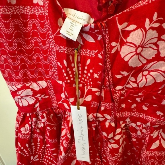 NWT House of Harlow 1960 Red Linen Bandana Print Dress - Picture 3 of 5